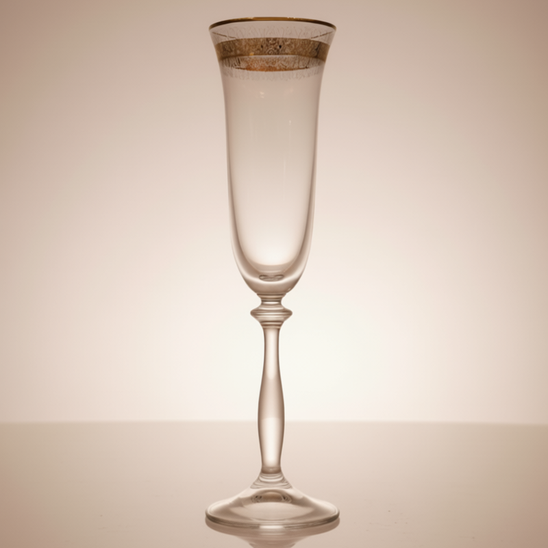 Flûtes Royale Platine 210 ml – Cristal de Bohême Décor Main en Platine