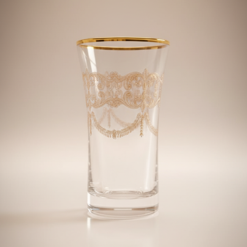 Verres à Thé Elbey 125 ml – Cristal de Bohême Décor en Platine Doré