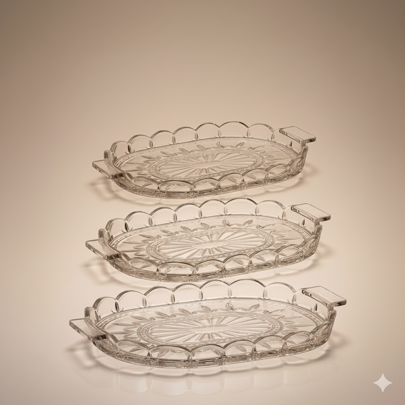 Ensemble de 3 plateaux de la collection TULIPA - CRISTAL DE BOHEME