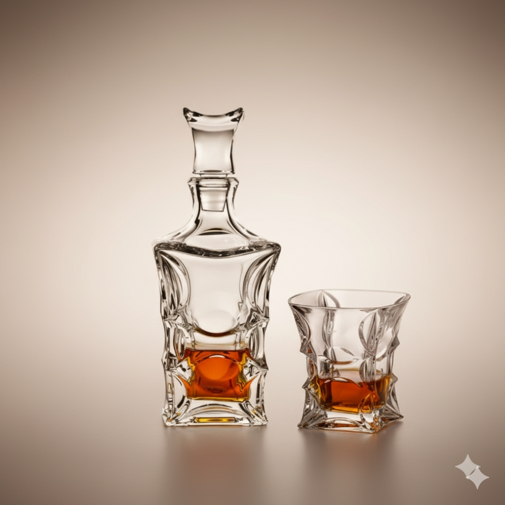 Set Carafe et 6 Verres X Lady – Cristal de Bohême pour Whisky
