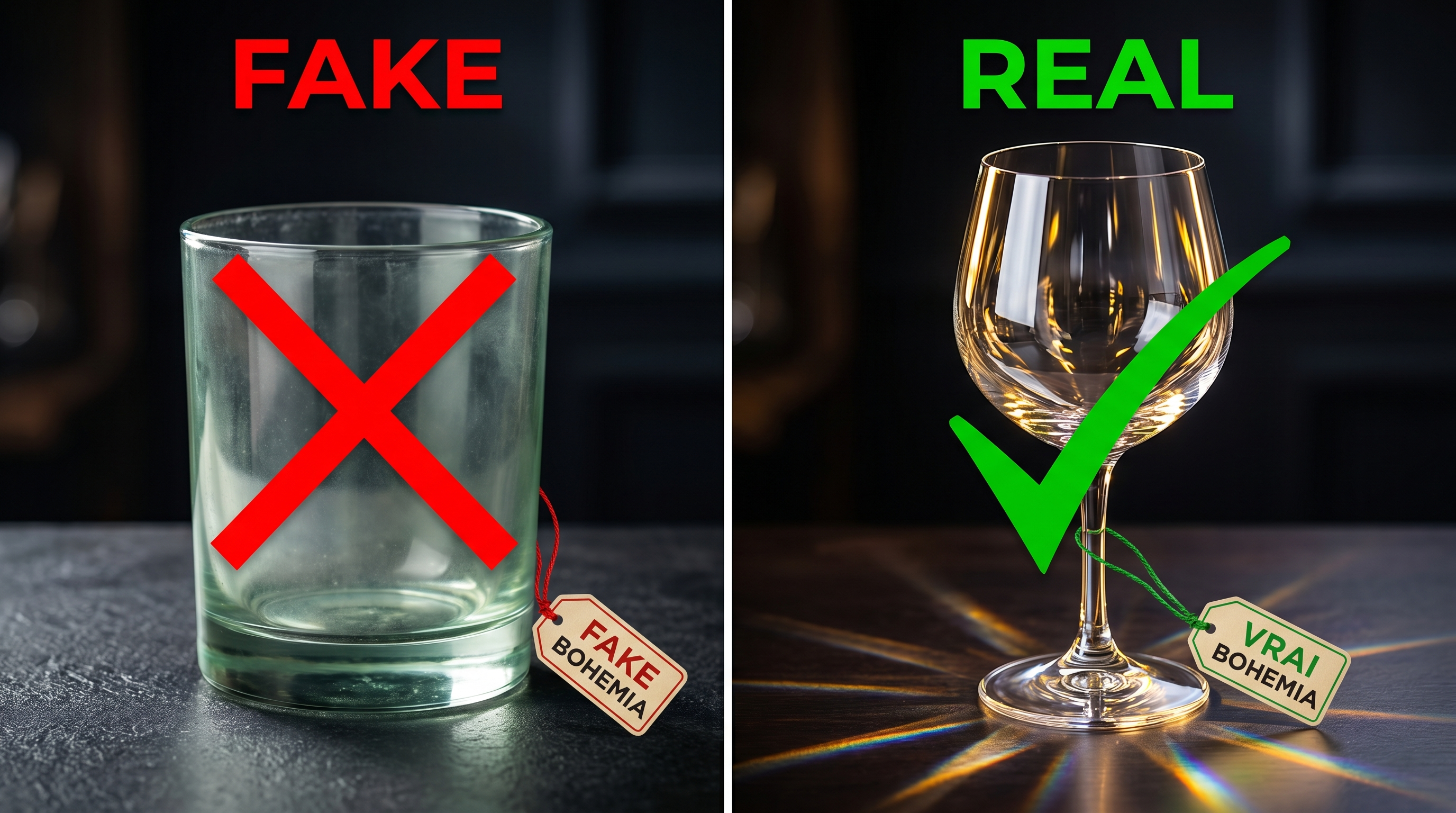 Vrai vs faux cristal de Bohême