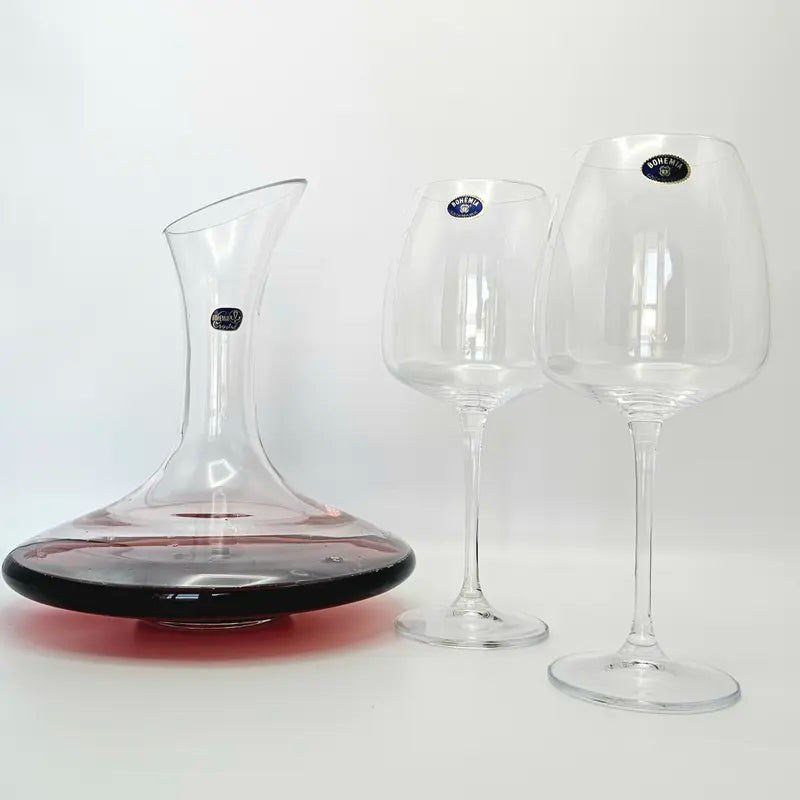 SET RED 7 PIÉCES -CRISTAL DE BOHEME