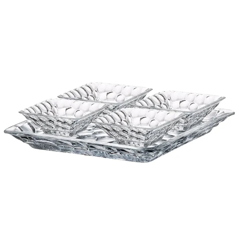 SET NOIX PLAT 26CM ET 4X BOL 11CM MARBLE COLLECTION  -CRISTAL DE BOHEME