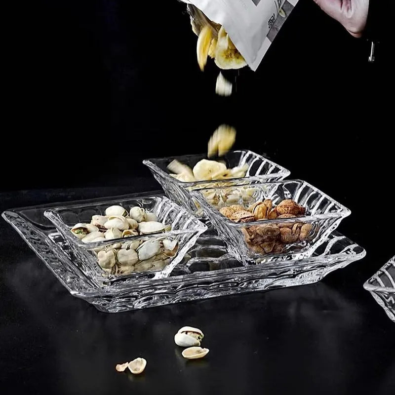 SET NOIX PLAT 26CM ET 4X BOL 11CM MARBLE COLLECTION  -CRISTAL DE BOHEME