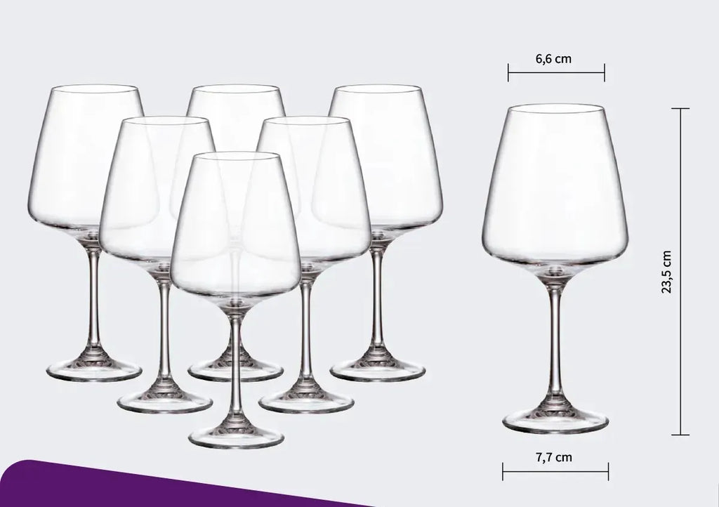Verre à Vin 6x570ml – Corvus Collection en Cristal de Bohême