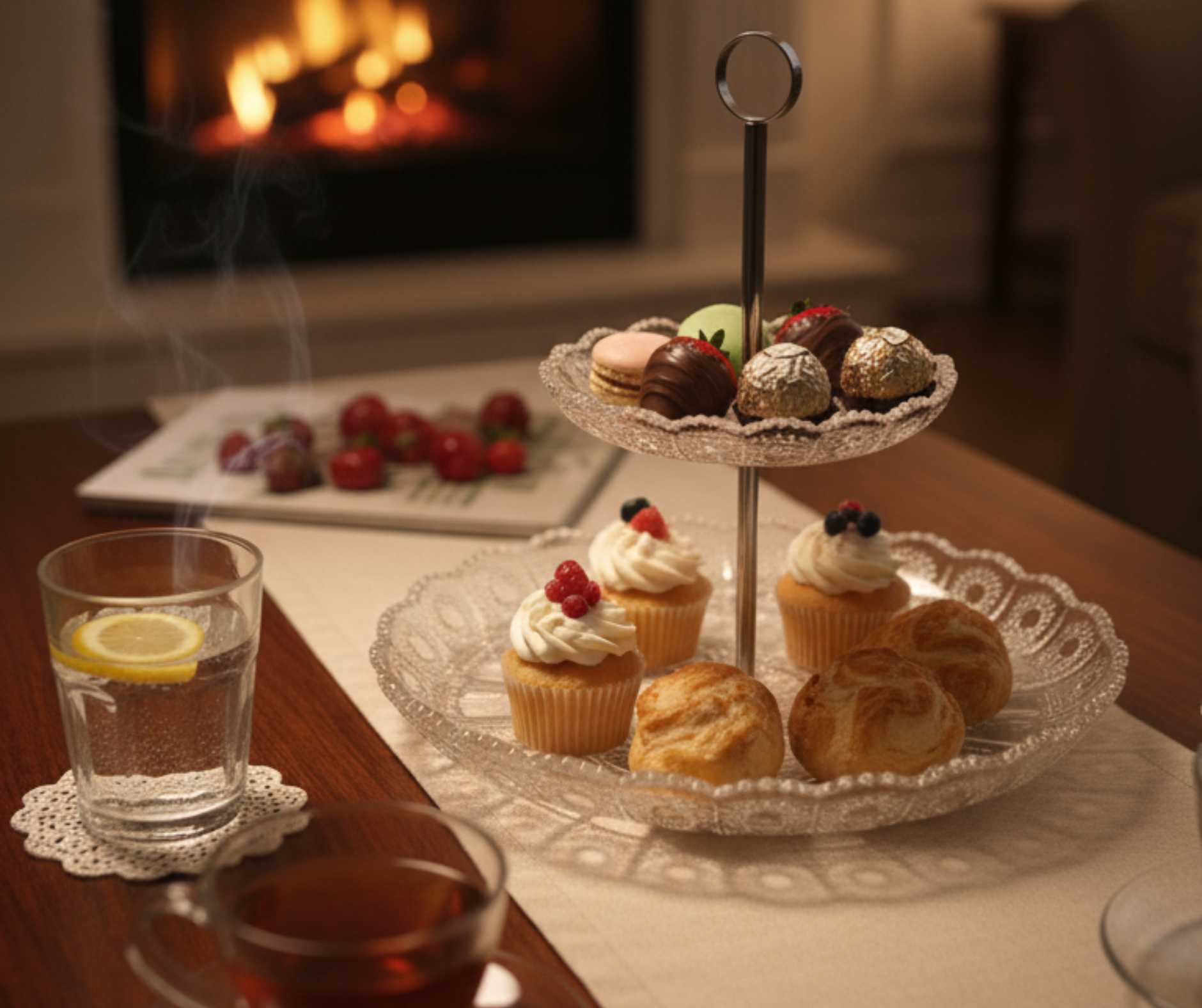 Présentoir à 2 Niveaux Vintage – Cristal de Bohême pour Gâteaux & Amuse-Bouches