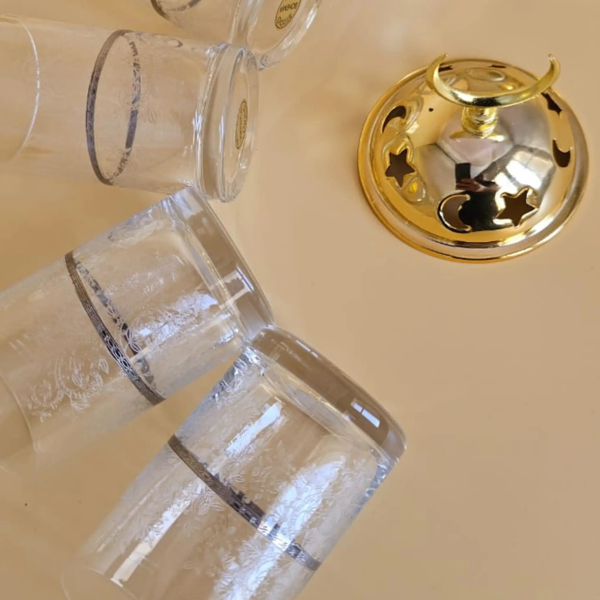 Verres à thé HABIBO 125 ml – Cristal de Bohême & Platine | Crystalex Ma boutique