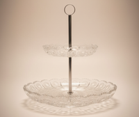 Présentoir à 2 Niveaux Vintage – Cristal de Bohême pour Gâteaux & Amuse-Bouches