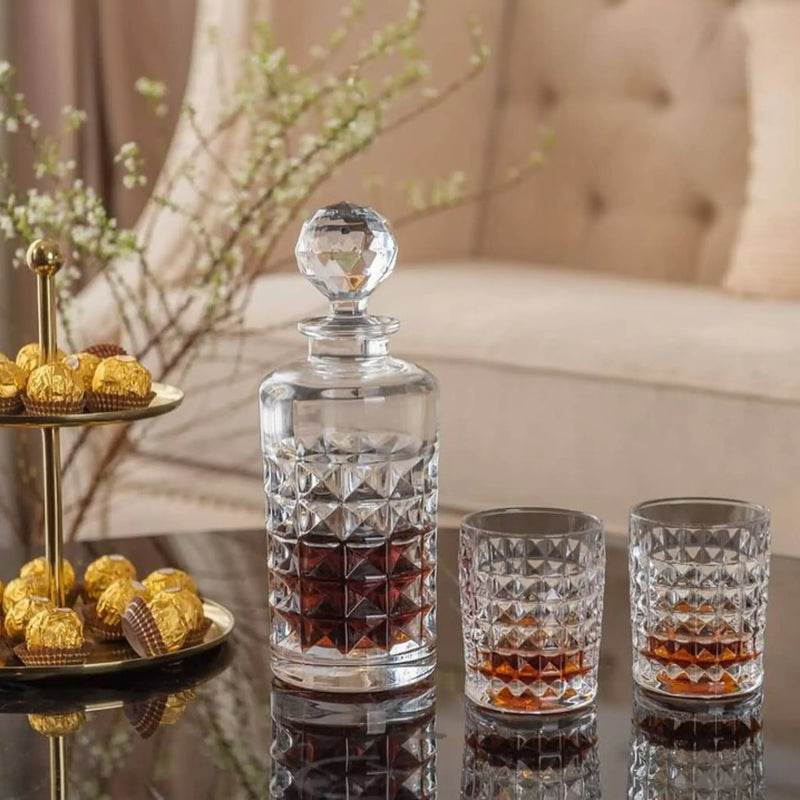 Set de Whisky Diamant – Carafe 600ml & 6 Verres 230ml Bohêmia🎄 Cristallus
