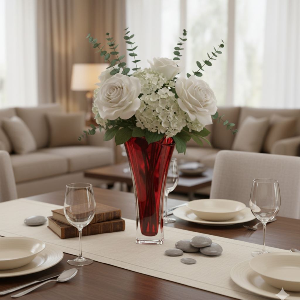 Vase Ruby 40 cm – Cristal de Bohême Rouge Rubis