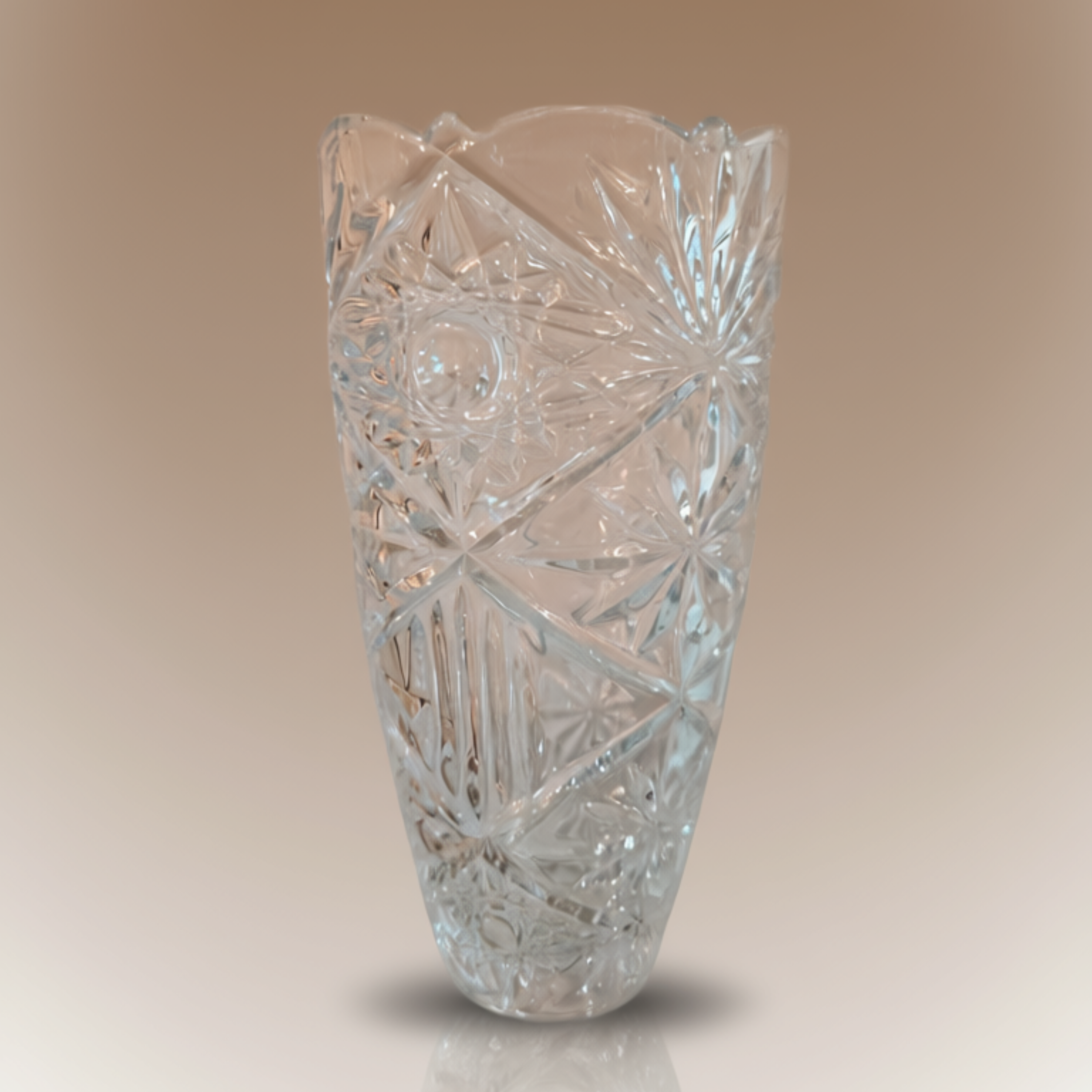 Vase Samy 30 cm – Cristal de Bohême Taillé & Motif Étoilé