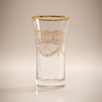 Verres à Thé Elbey 125 ml – Cristal de Bohême Décor en Platine Doré