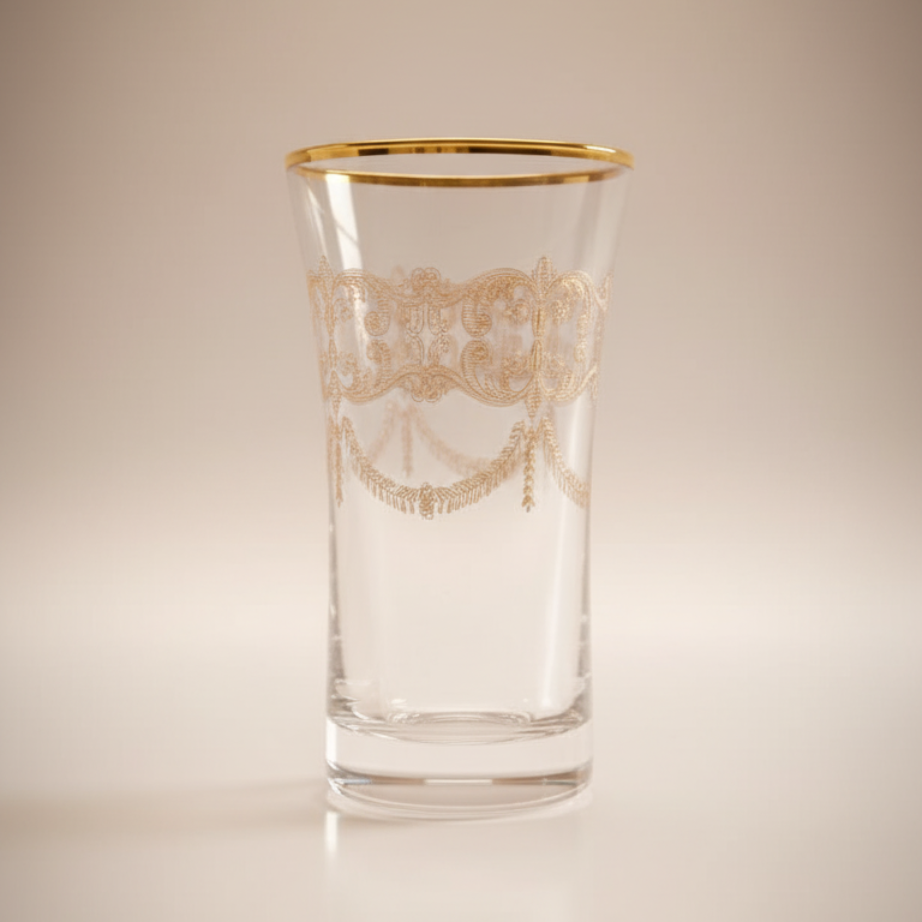 Verres à Thé Elbey 125 ml – Cristal de Bohême Décor en Platine Doré