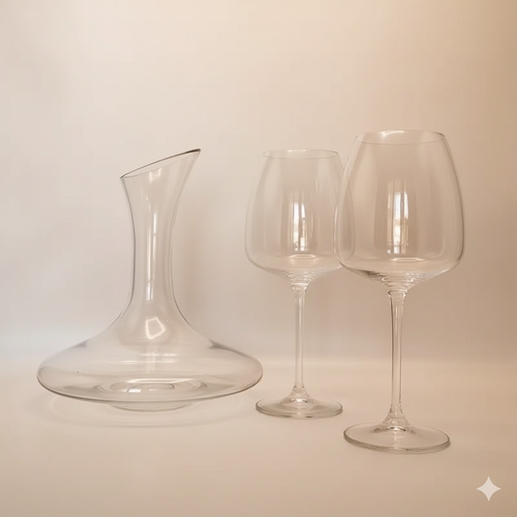 Set Red 7 Pièces – 6 Verres Anser + Carafe à Vin 1500 ml en Cristal de Bohême