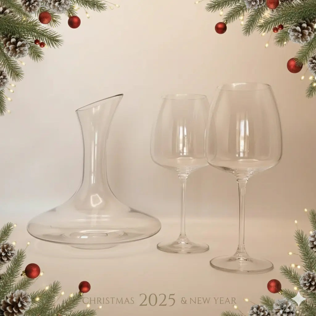 Set Red 6 Anser + Carafe à Vin 1500 ml en Cristal de Bohême 🎄 Cristallus.tn