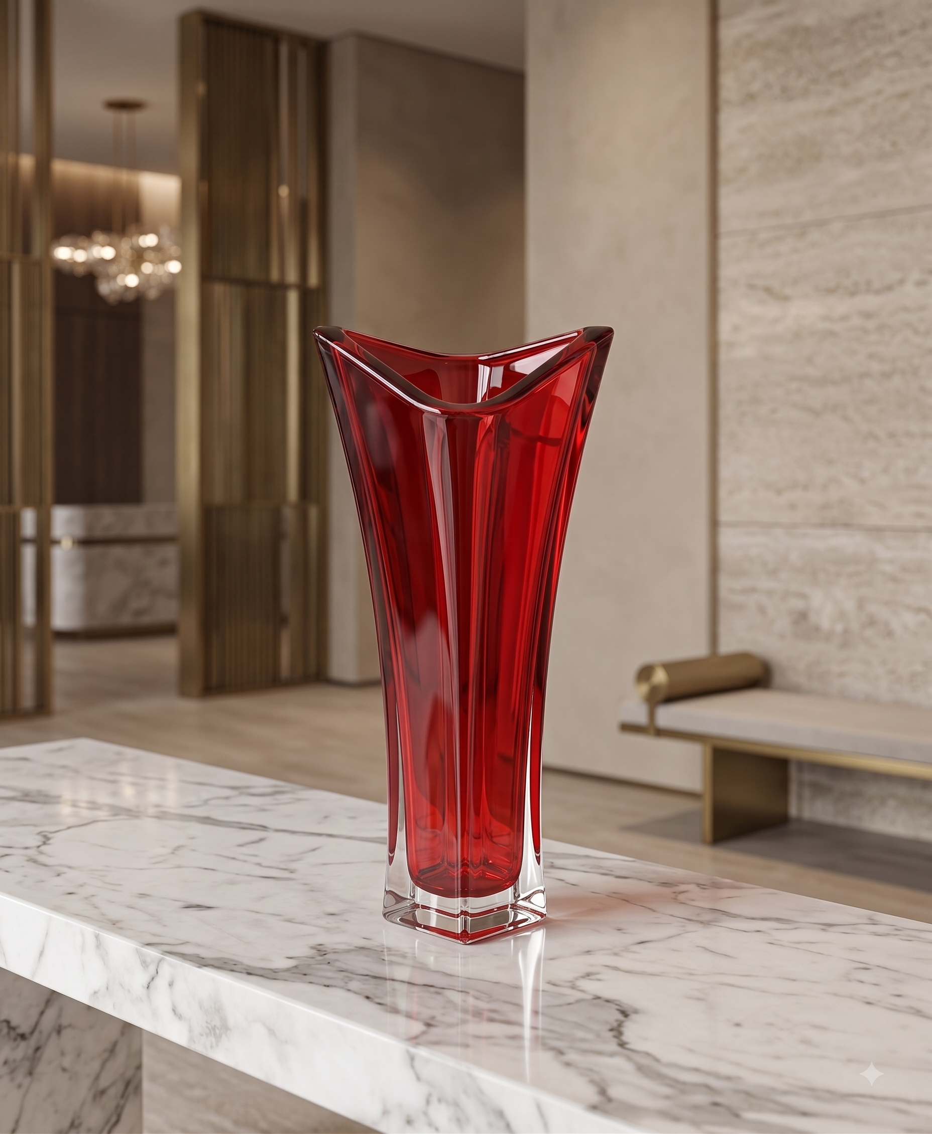 Vase RUBIS en Cristal de Bohême Rouge – 50 cm