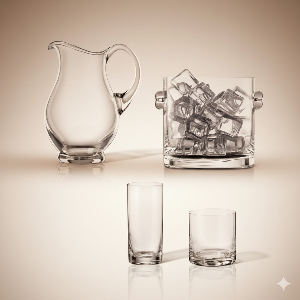 Set Fresh 14 Pièces LARUS – Pichet, Seau à Glace, 6 Verres 320ml & 6 Long Drink 350ml