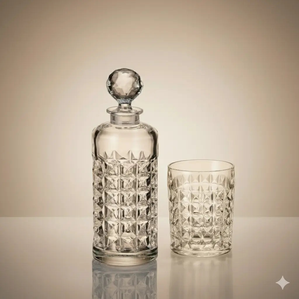 Set de Whisky Diamant – Carafe 600ml & 6 Verres 230ml Bohêmia Cristallus