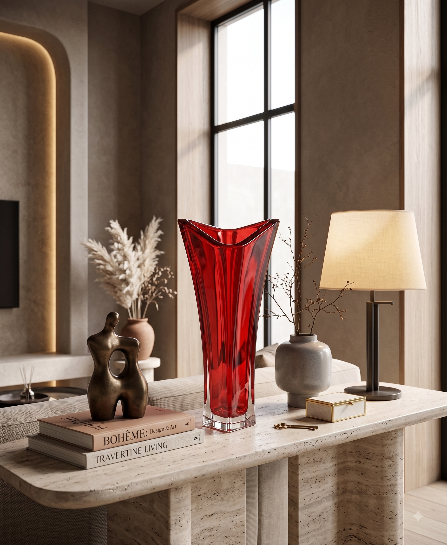 Vase RUBIS en Cristal de Bohême Rouge – 50 cm