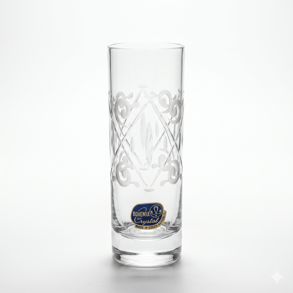 Lot de 6 Verres à Shots Highball – Cristal de Bohême Gravé Main – 50ml