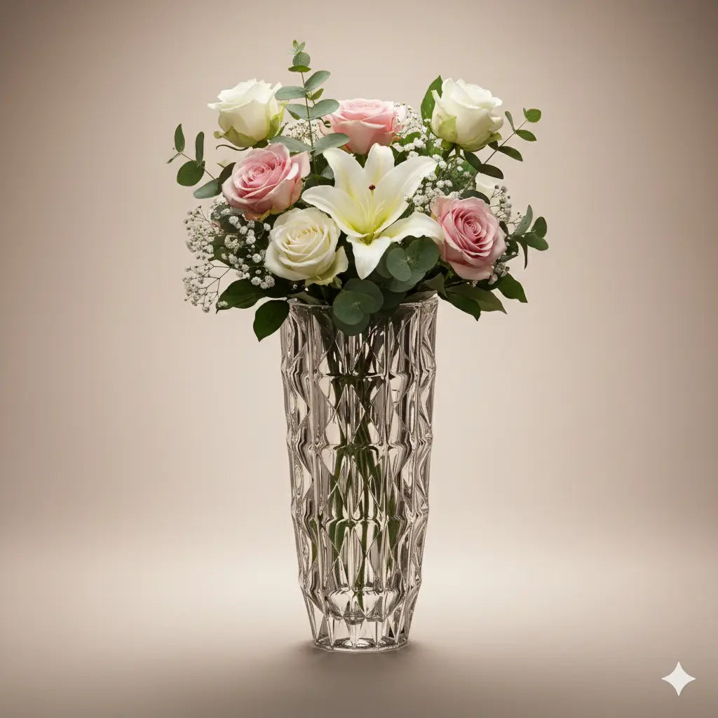 Vase de 33cm – Collection Diamant en Cristal de Bohême Cristallus