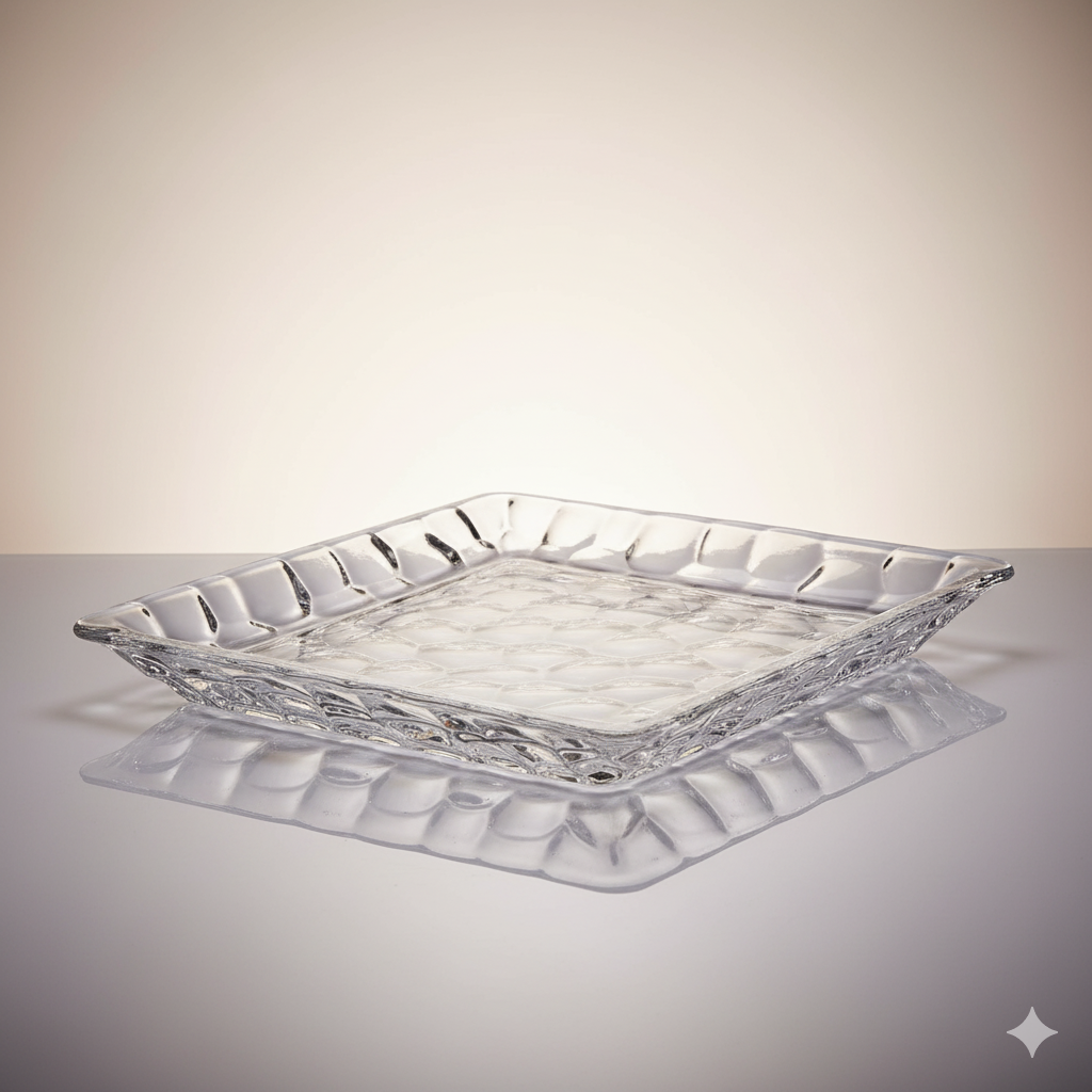 Plat Marble 26 cm en Cristal de Bohême – Présentation, Apéritif ou Dessert