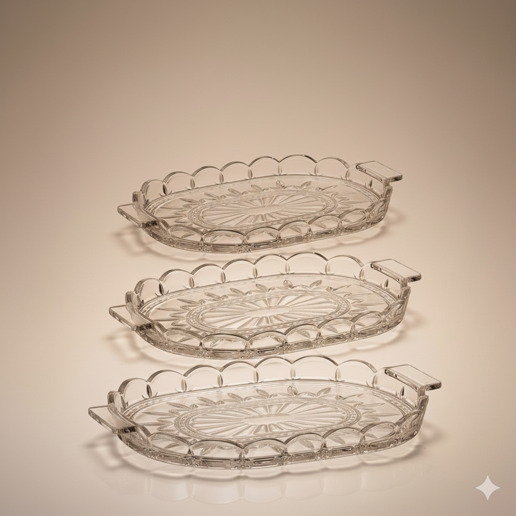 Ensemble de 3 plateaux de la collection TULIPA - CRISTAL DE BOHEME