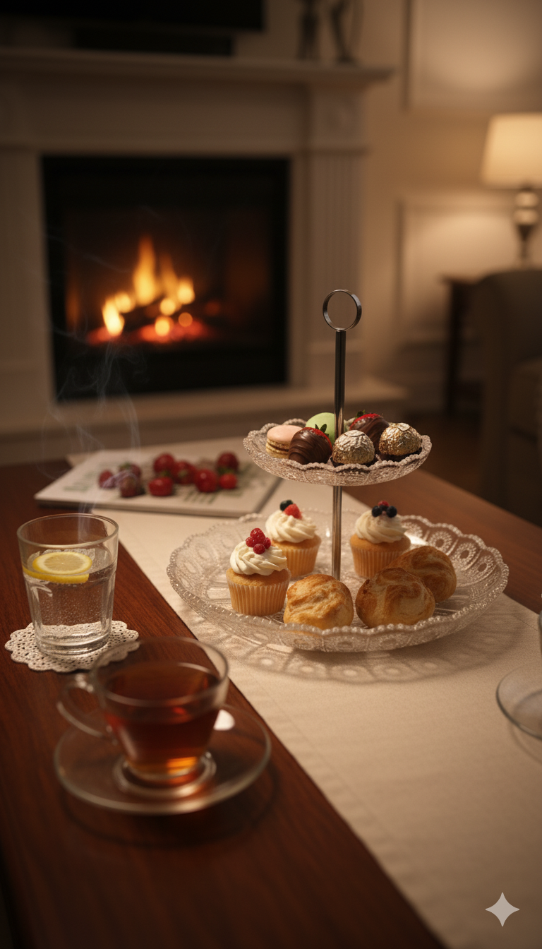Présentoir à 2 Niveaux Vintage – Cristal de Bohême pour Gâteaux & Amuse-Bouches