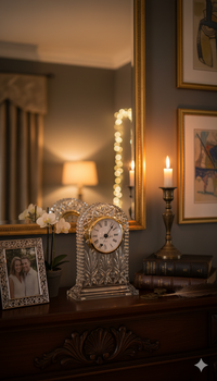 Horloge de Table en Cristal de Bohême – Design Taillé & Cadran Doré