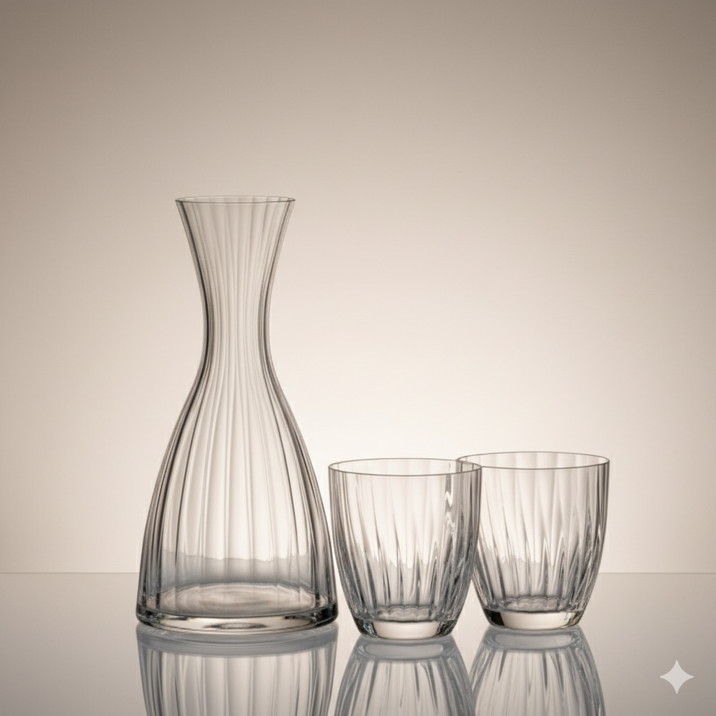 Coffret Kate Optic – 1 Carafe 1200ml + 2 verres 300ml – Cristal de Bohême