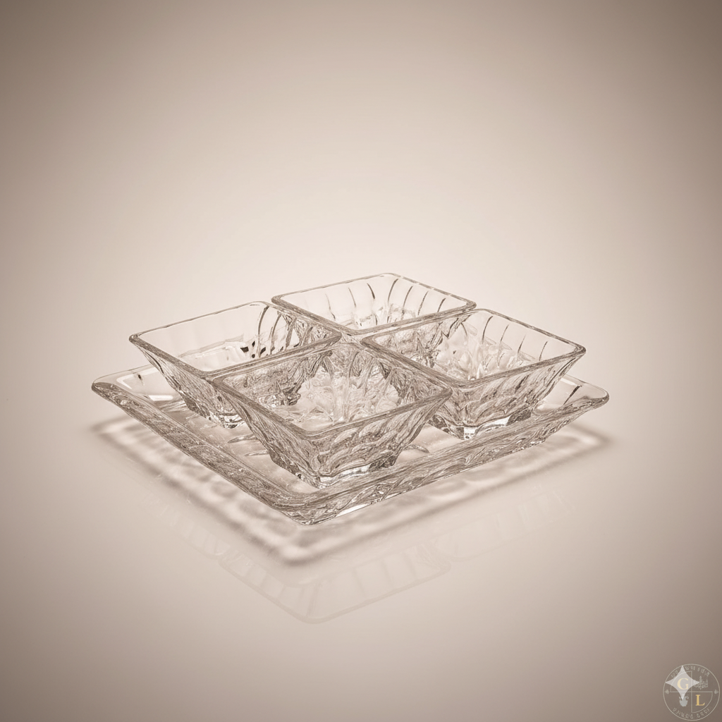 Set Marble Collection – Plat 26 cm + 4 Bols 11 cm en Cristal de Bohême
