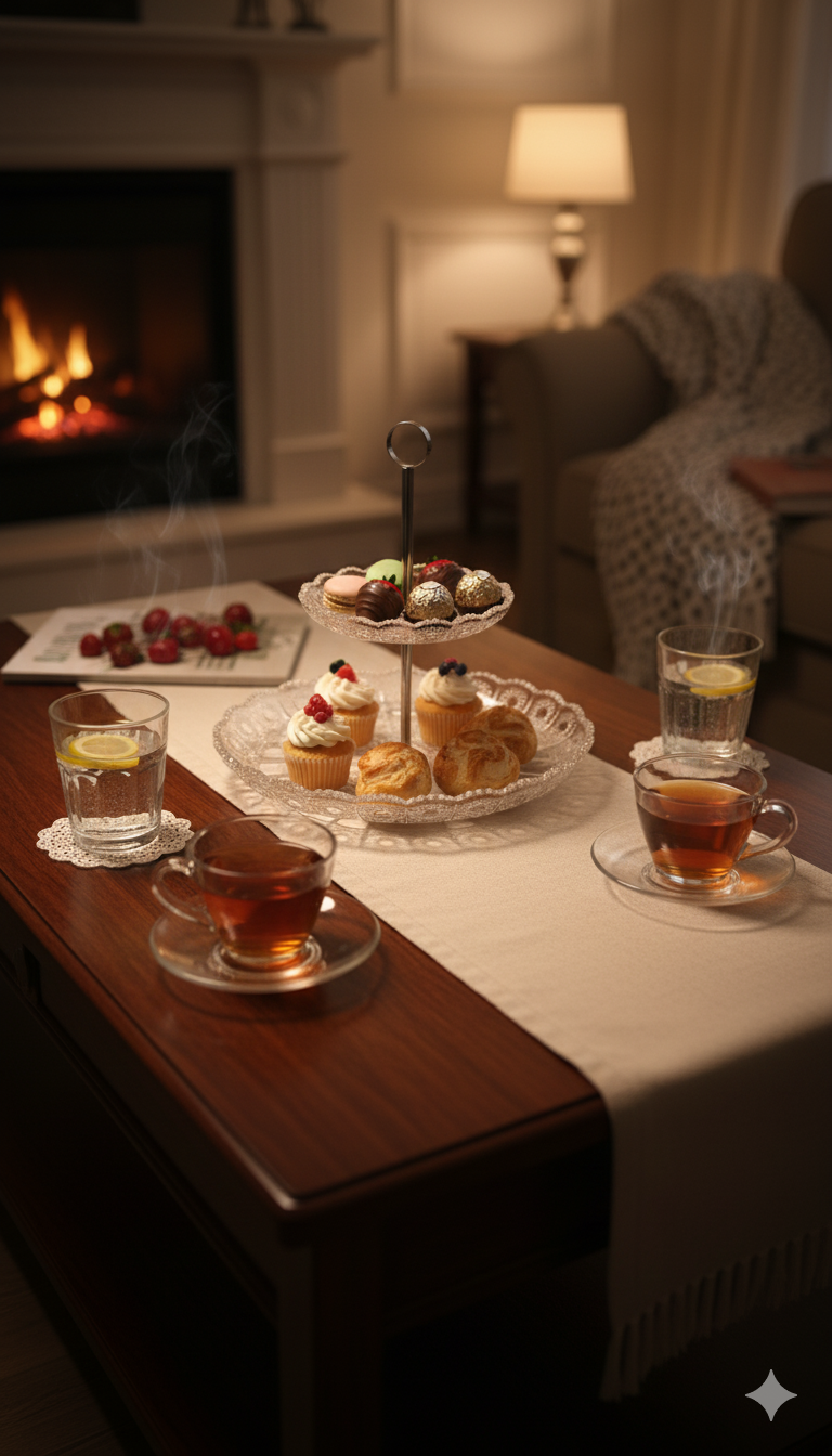 Présentoir à 2 Niveaux Vintage – Cristal de Bohême pour Gâteaux & Amuse-Bouches