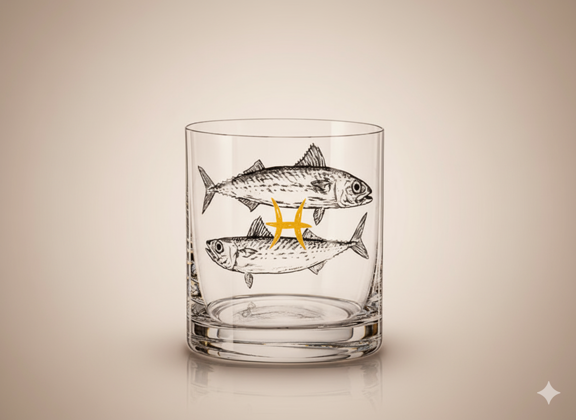 Verre Whisky Poissons Crystalex 280 ml – Collection Zodiac Astralis