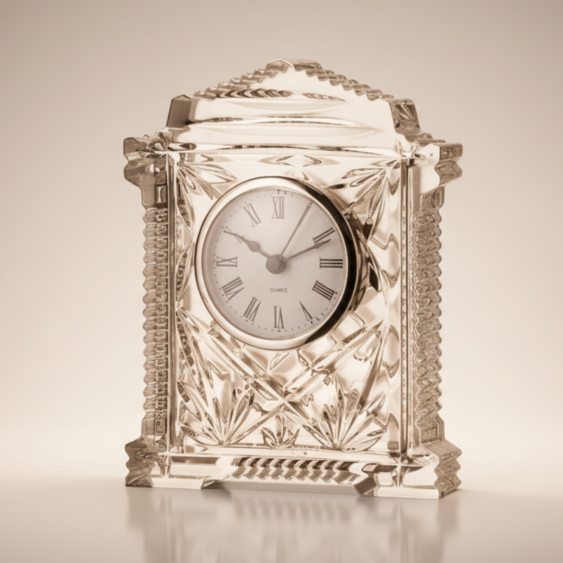 Horloge Lockstands 16 cm – Cristal de Bohême Taillé & Cadran Doré