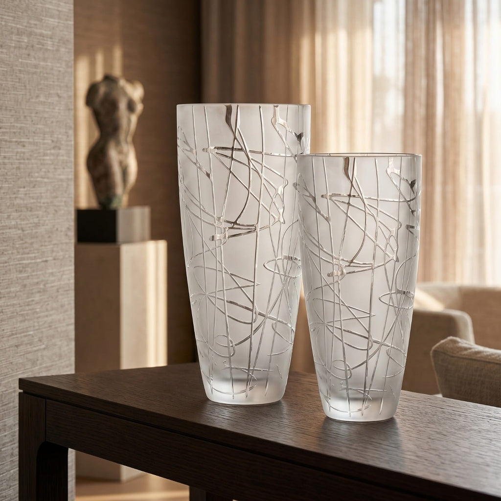 Vase en Cristal de Bohême – Édition Prestige "Labyrinthe d’Argent"