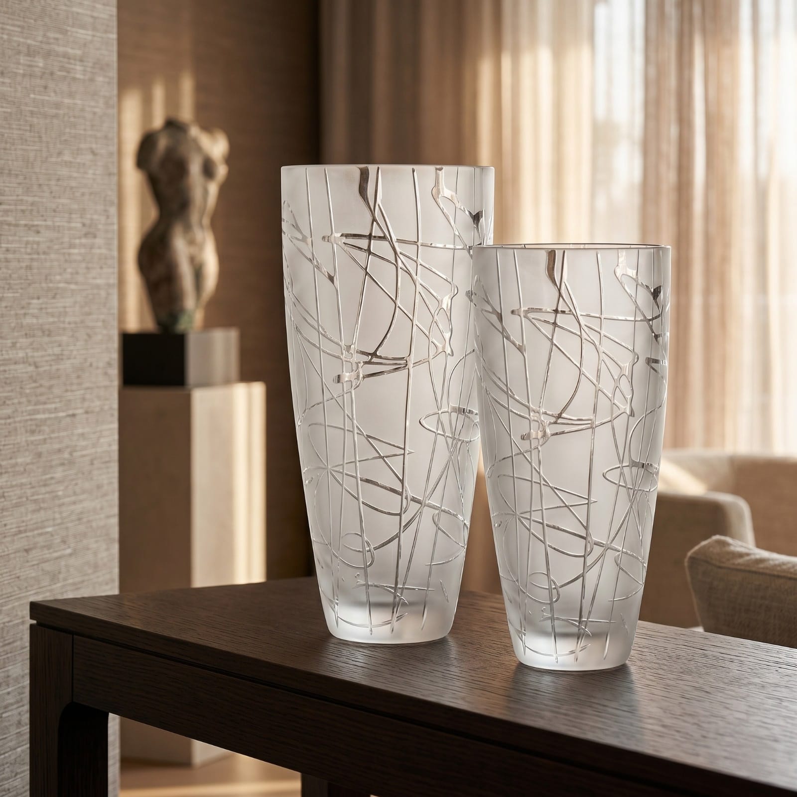 Vase en Cristal de Bohême – Édition Prestige "Labyrinthe d’Argent"