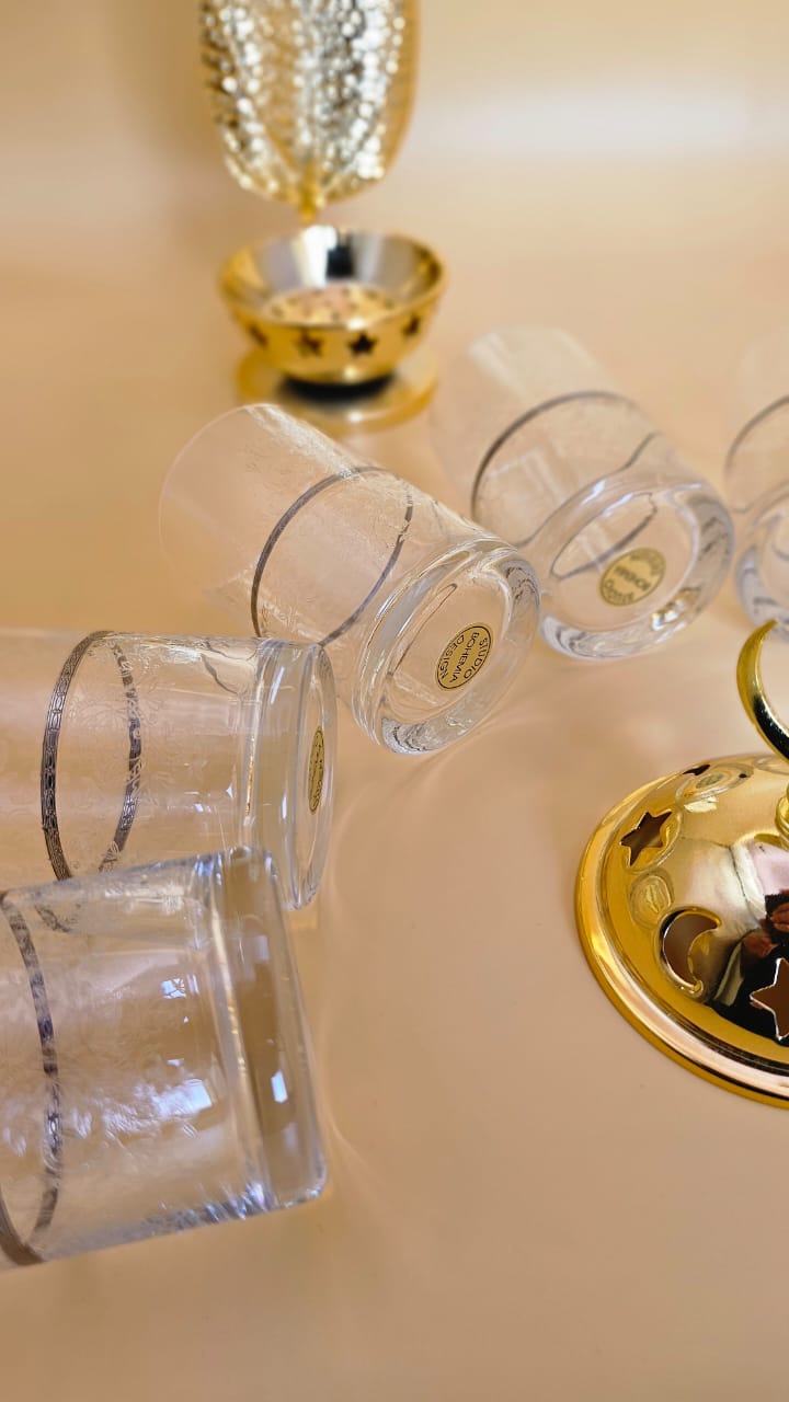 Verres à thé HABIBO 125 ml – Cristal de Bohême & Platine | Crystalex