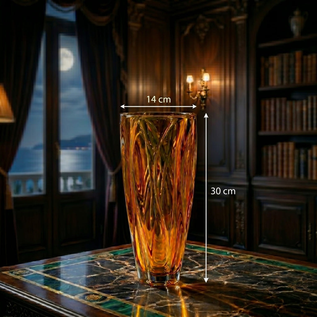 Vase Zmiranda en Cristal de Bohème – Collection Éclat d’Ambre