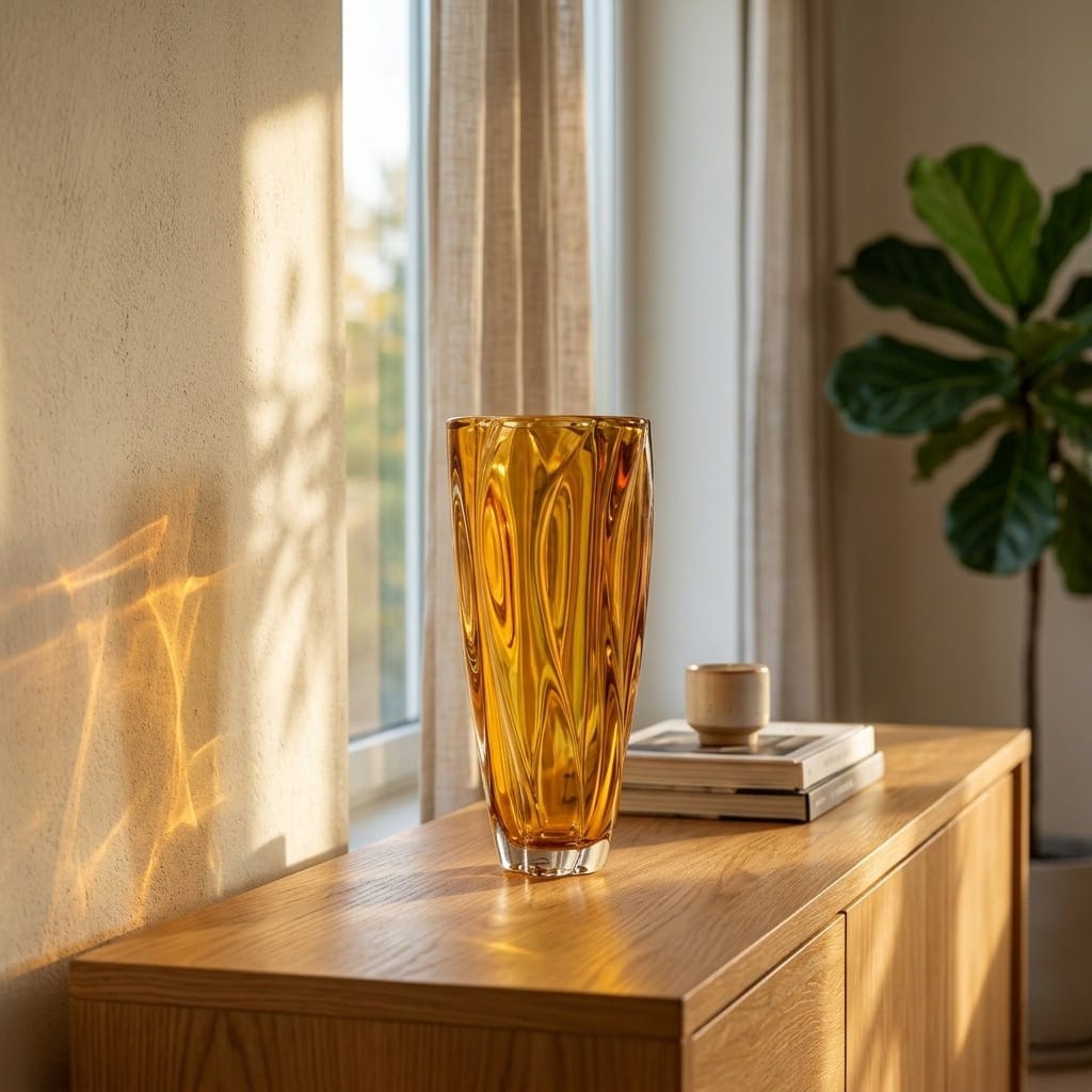 Vase Zmiranda en Cristal de Bohème – Collection Éclat d’Ambre