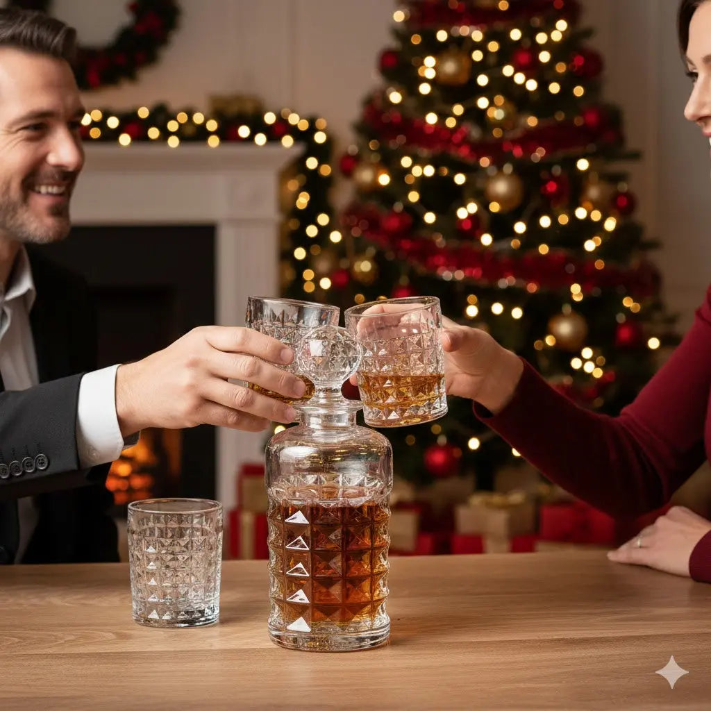Set de Whisky Diamant – Carafe 600ml & 6 Verres 230ml Bohêmia🎄 Cristallus