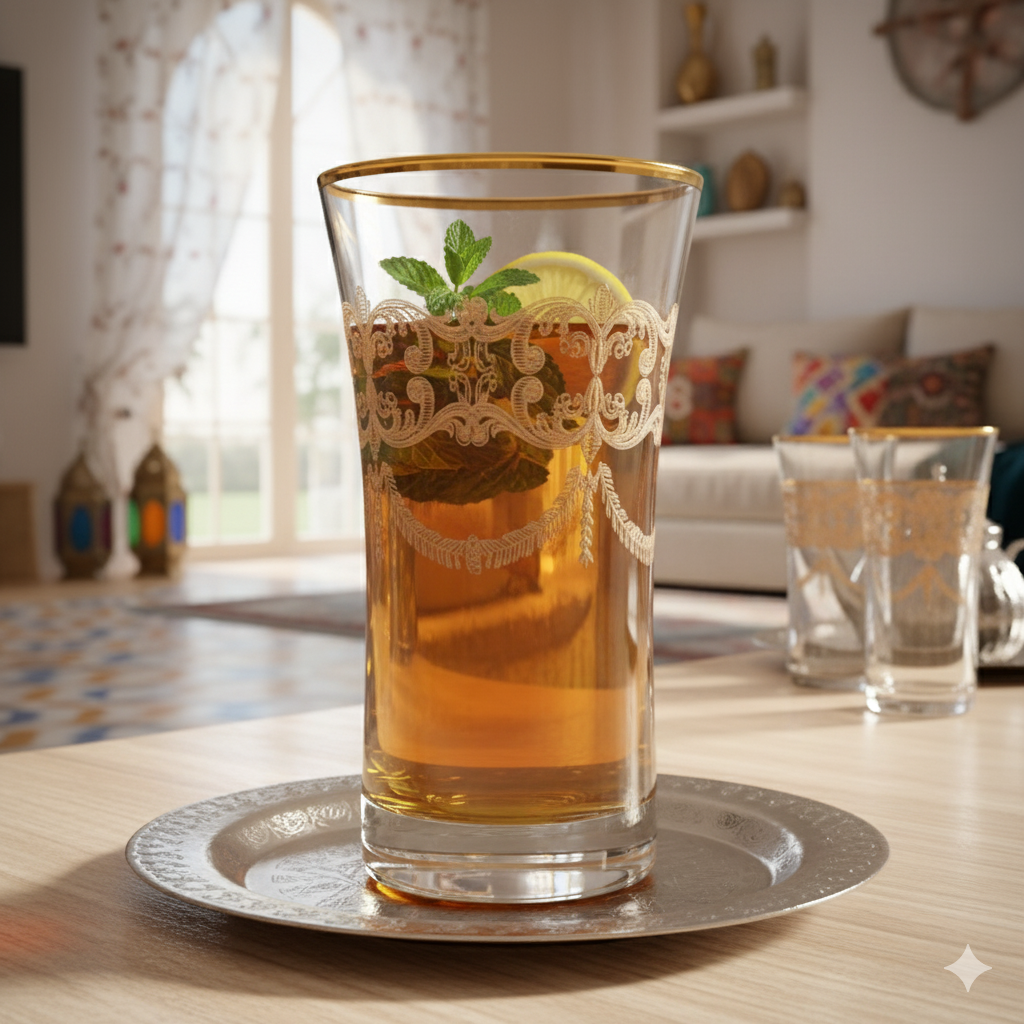 Verres à Thé Elbey 125 ml – Cristal de Bohême Décor en Platine Doré